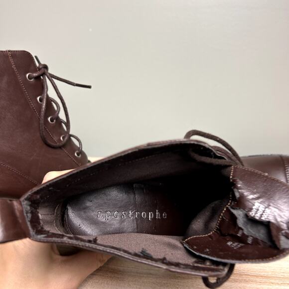 Apostrophe Tootsie Heeled Ankle Booties Brown Leather Victorian Style Shoes 8.5 - Picture 4 of 12